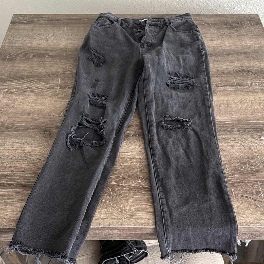 Distressed Gray Jeans